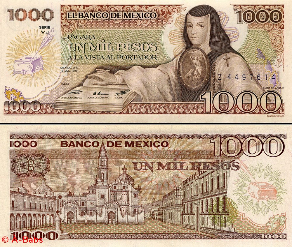 billets amerique du nord mexique pick 085a yj 1000 pesos 1985
