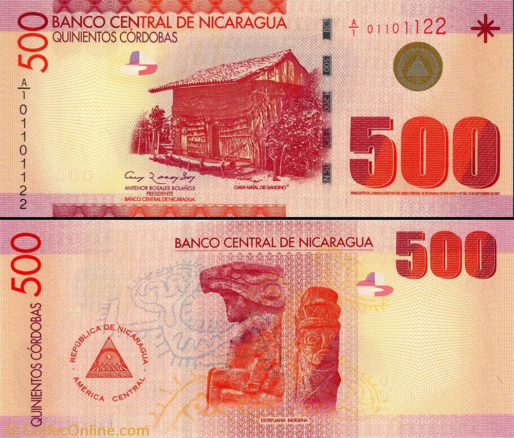 billet amerique centrale et caraibe nicaragua pick 206 a 500 cordobas 2007