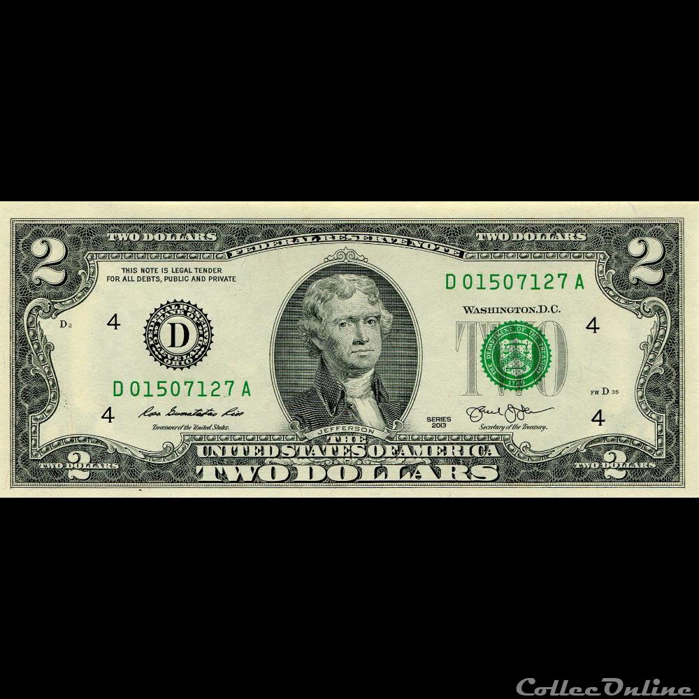 D- Cleveland District - 2$ Federal Reserve Notes - Small Size 2013 Series billet amerique du nord etat uni d cleveland district 2 federal reserve notes small size 2013 series