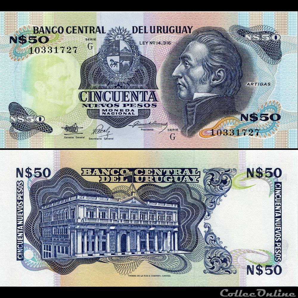 URUGUAY - PICK 061 A b - 50 NUEVOS PESOS - 1989 billet amerique du sud uruguay pick 061 a b 50 nuevos pesos 1989