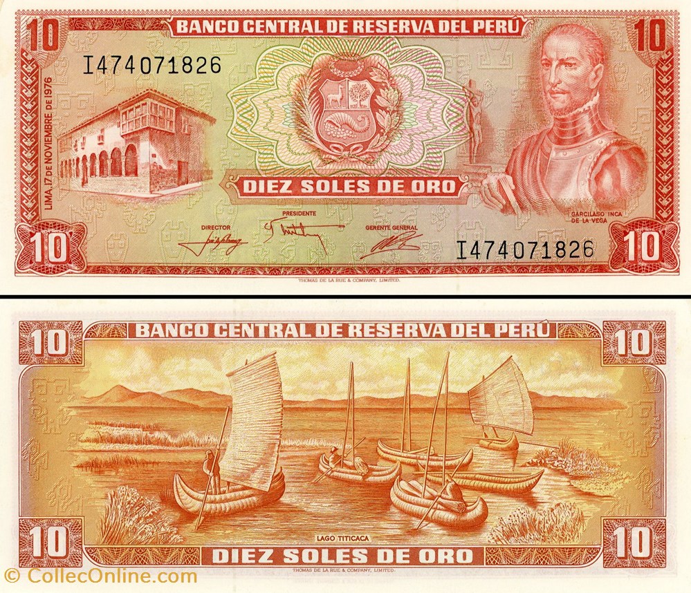PÉROU - PICK 112 - 10 SOLES DE ORO - 1976 billet amerique du sud perou pick 112 10 soles de oro 1976