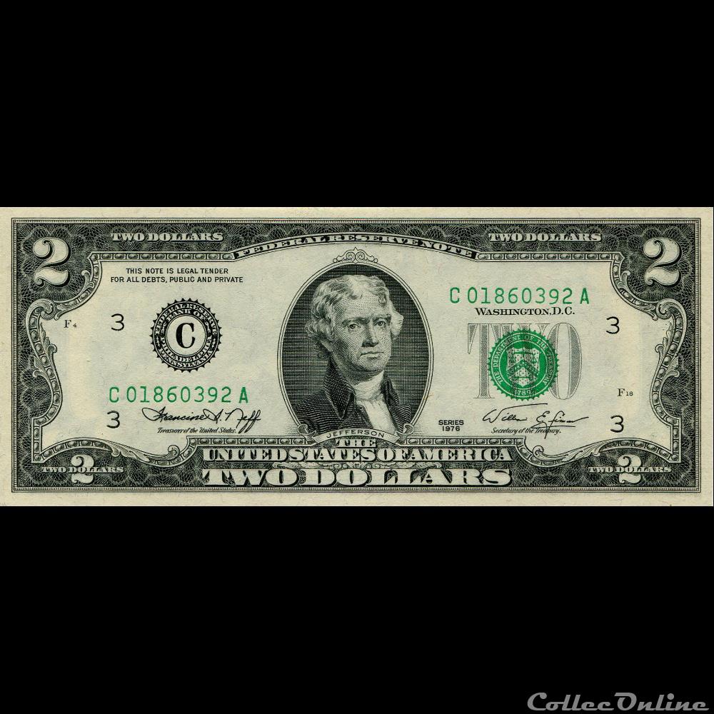 C- Philadelphie District - 2$ Federal Reserve Notes - Small Size 1976 Series billet amerique du nord etat uni c philadelphie district 2 federal reserve notes small size 1976 series