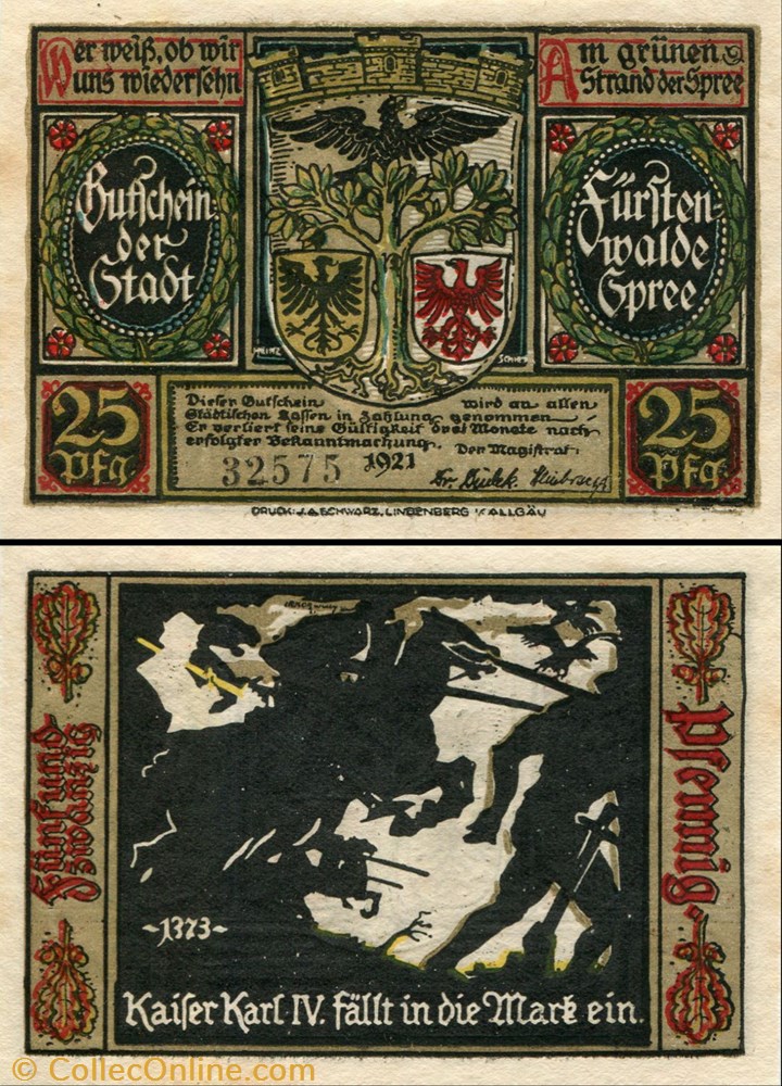 Fürstenwalde - 25 Pfennig billet europe allemagne furstenwalde 25 pfennig