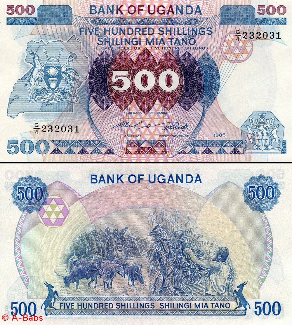 billets afrique ouganda pick 25 500 shillings 1986