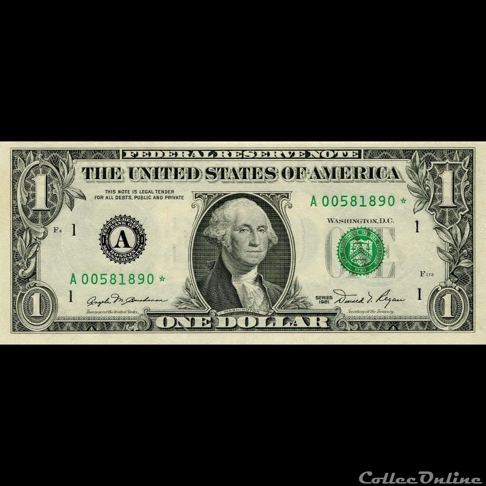 billets amerique du nord etats unis a 1 federal reserve notes small size 1981 series