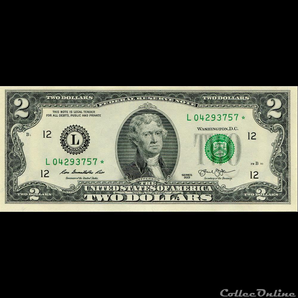 L- San-Francisco District - 2$ Federal Reserve Notes - Small Size 2013 Series billet etat uni bulgarie l san francisco district 2 federal reserve notes small size 2013 series