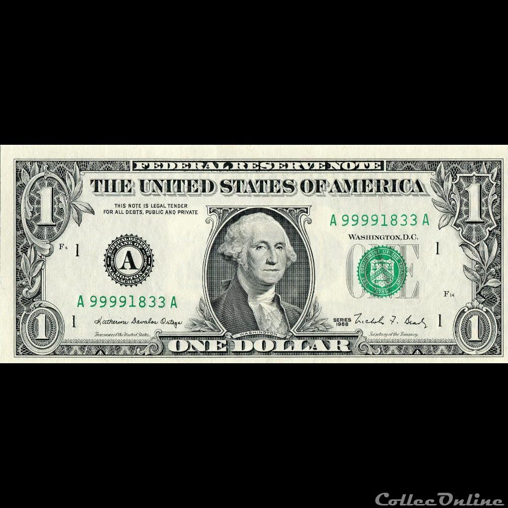 billets amerique du nord etats unis a 1 federal reserve notes small size 1988 series