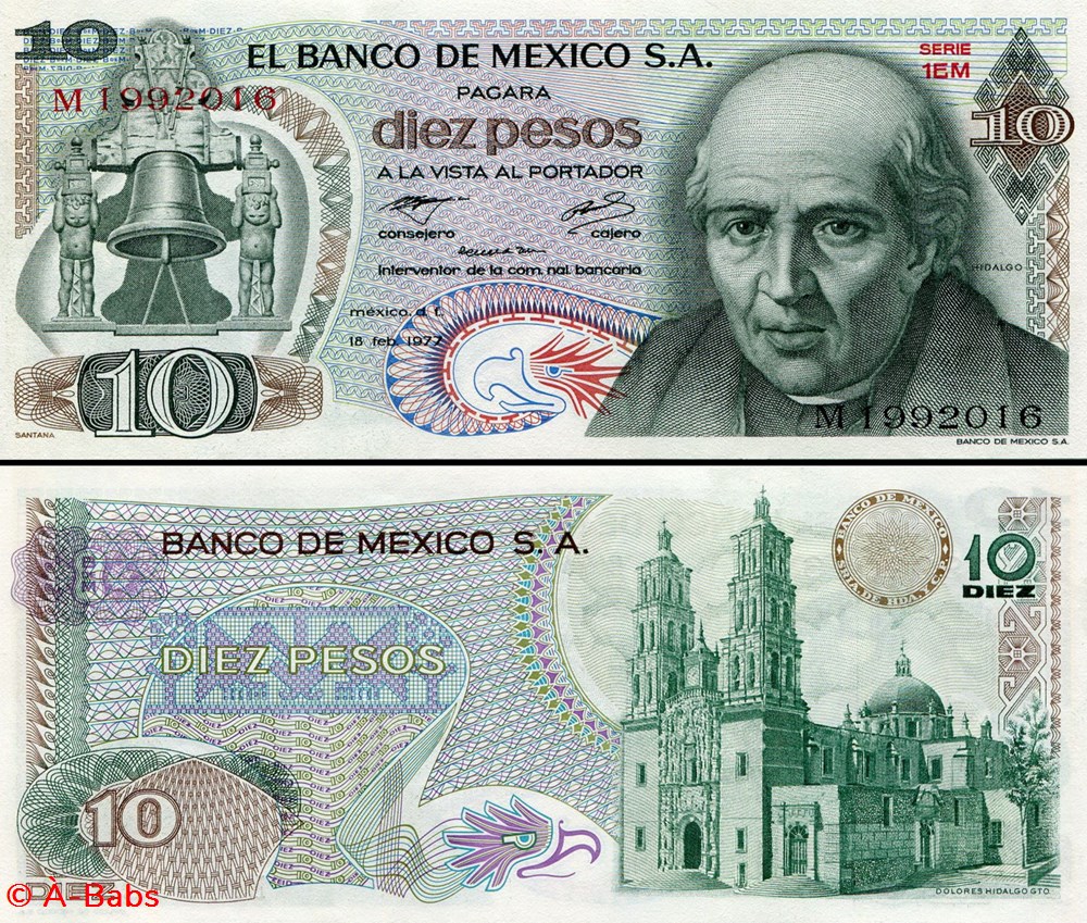 MEXIQUE - PICK 063i1 - 10 PESOS - 1977 billets amerique du nord mexique pick 063i1 10 pesos 1977