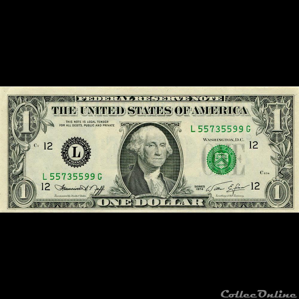 L- 1$ Federal Reserve Notes - Small Size 1974 Series billet etat uni venezuela l 1 federal reserve notes small size 1974 series