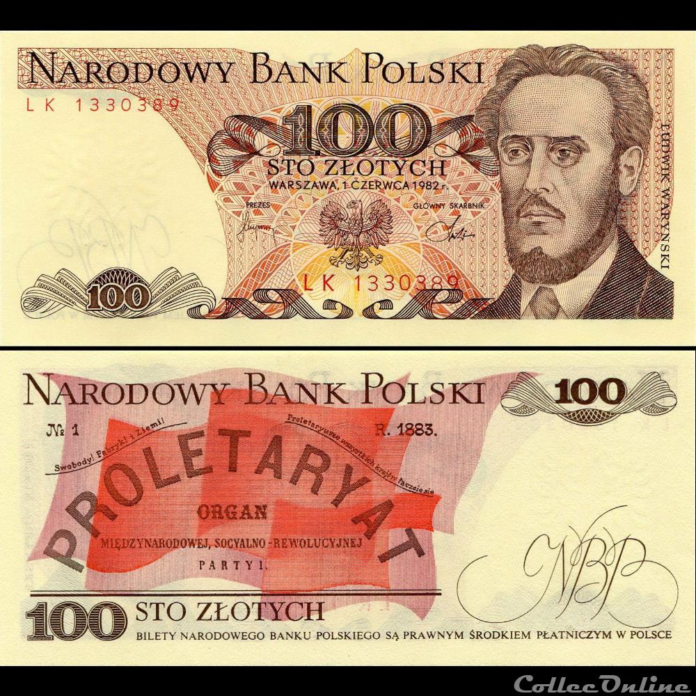billet guinee pologne pick 143 d 100 zlotych 1982