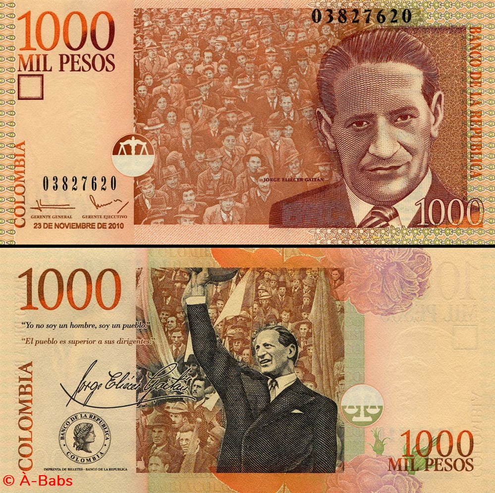 COLOMBIE - PICK 456 m - 1 000 PESOS COLOMBIEN - 2010 billets amerique du sud colombie pick 456 m 1 000 pesos colombien 2010