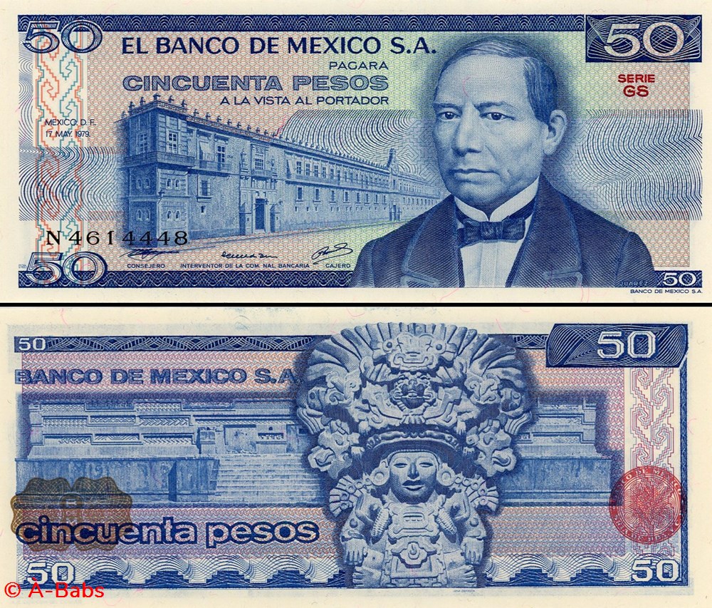MEXIQUE - PICK 067b.GS - 50 PESOS - 1979 billets amerique du nord mexique pick 067b gs 50 pesos 1979