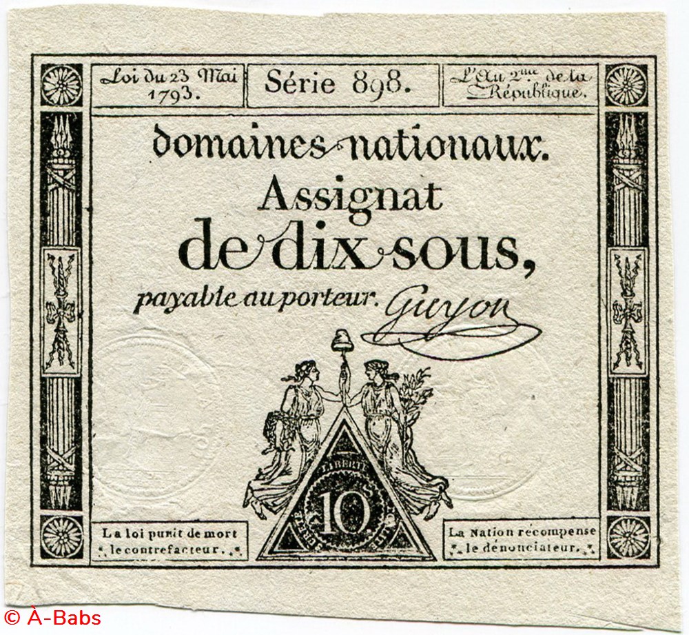 billets europe france assignat de 10 sous 23 05 1793