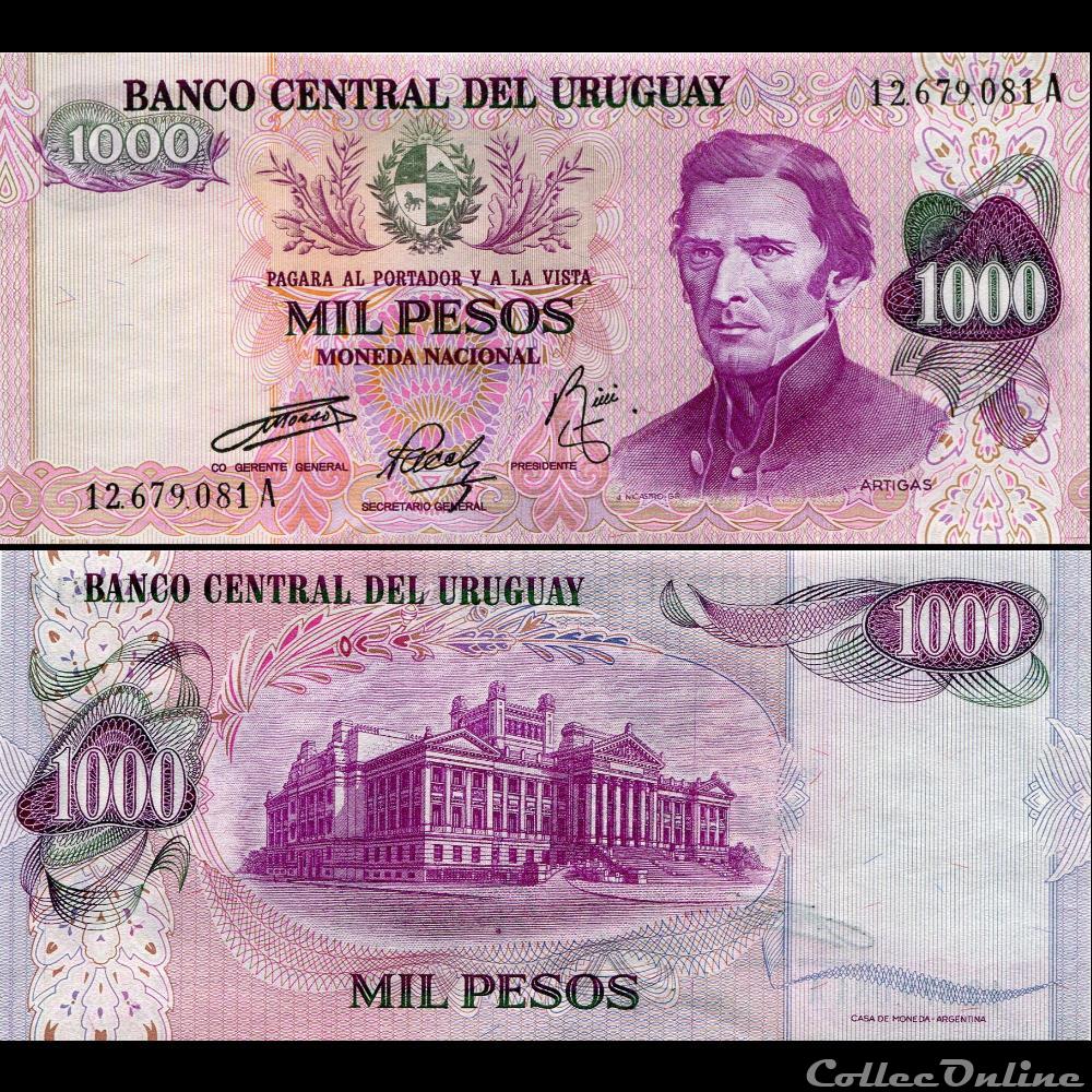 billet amerique du sud uruguay pick 052 a 2 1000 pesos 1974