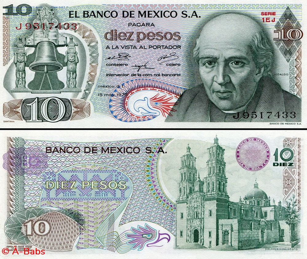 billets amerique du nord mexique pick 063h6 10 pesos 1975