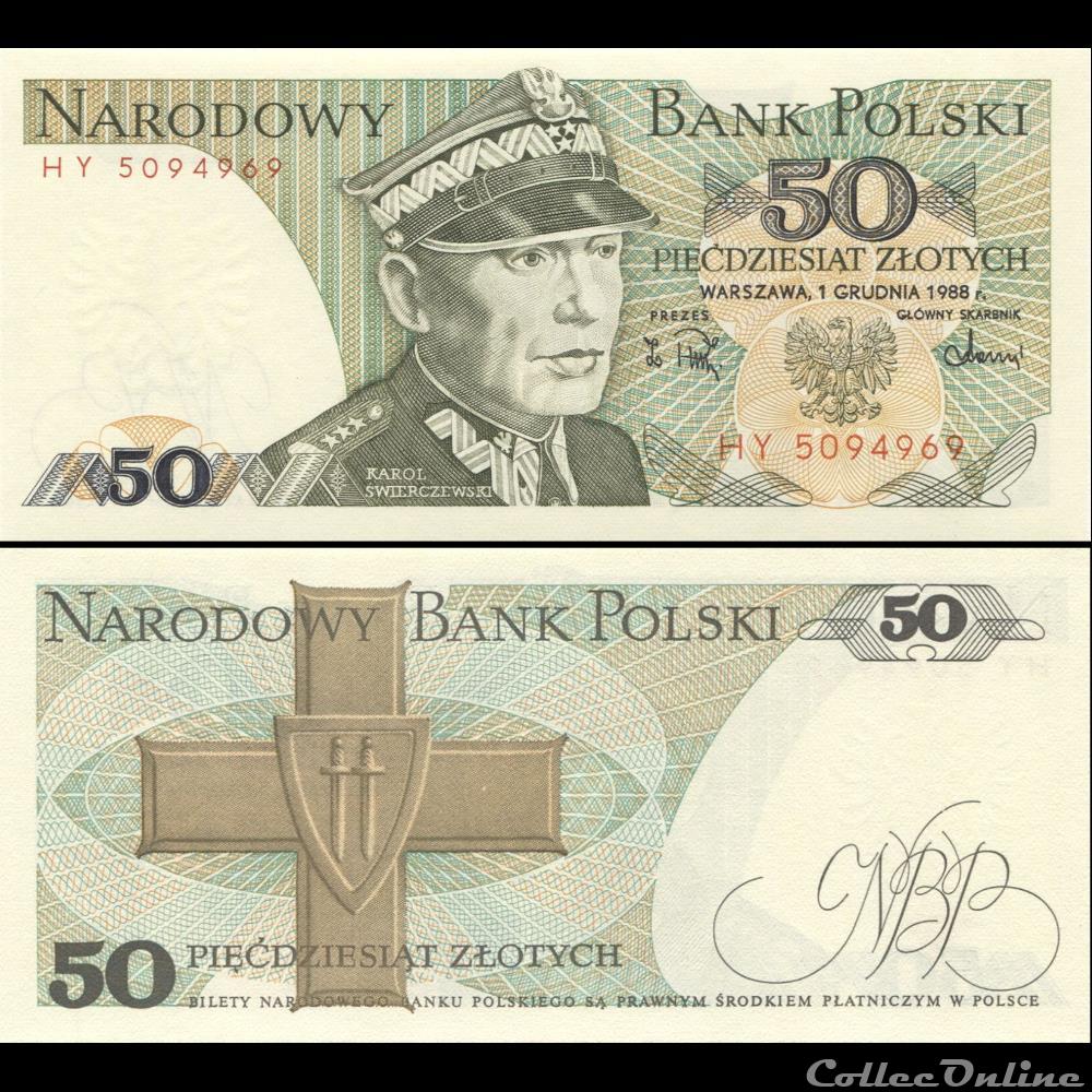 POLOGNE - PICK 142 E - 50 ZLOTYCH - 1988 billet indonesie pologne pick 142 e 50 zlotych 1988