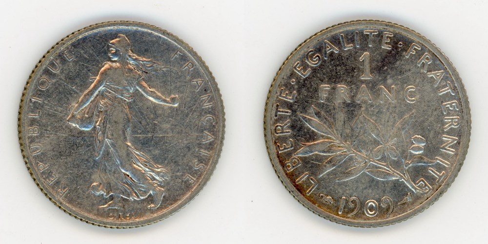 monnaies monde france semeuse 1 franc 1909