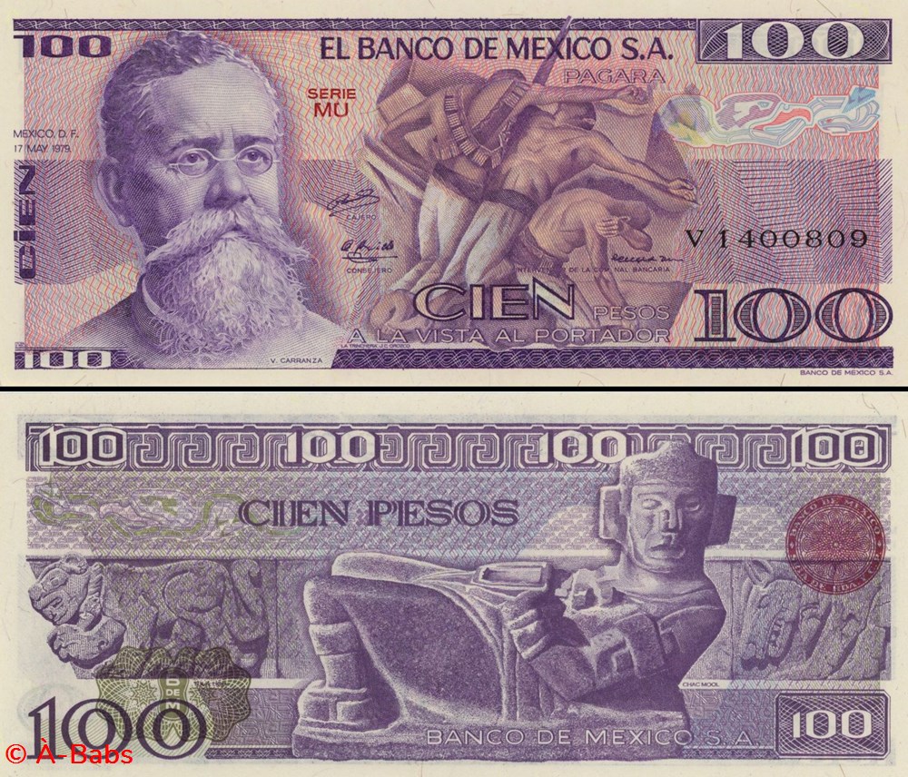 MEXIQUE - PICK 068c.MU - 100 PESOS - 1979 billets amerique du nord mexique pick 068c mu 100 pesos 1979