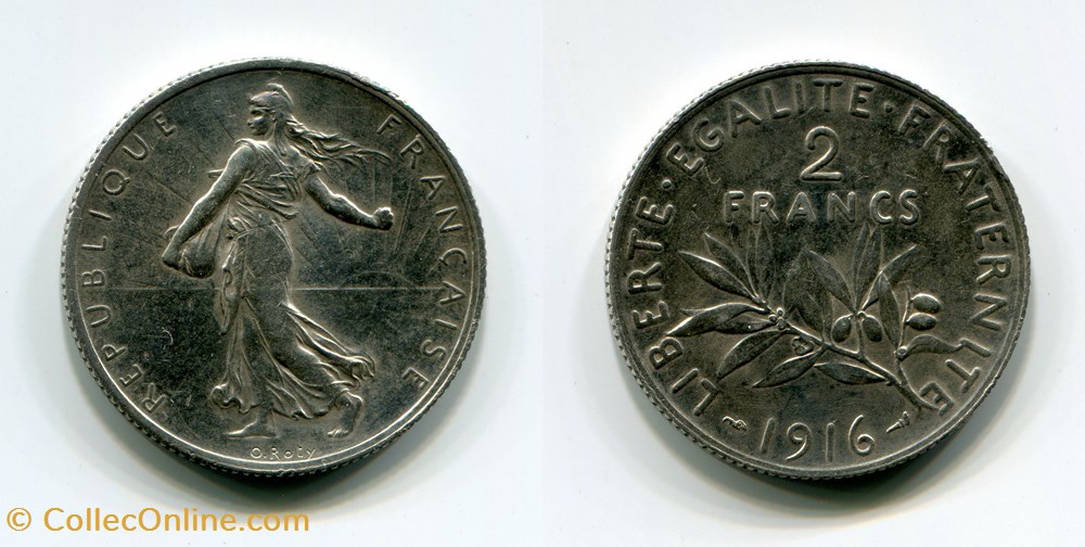 monnaies monde france semeuse 2 franc 1916