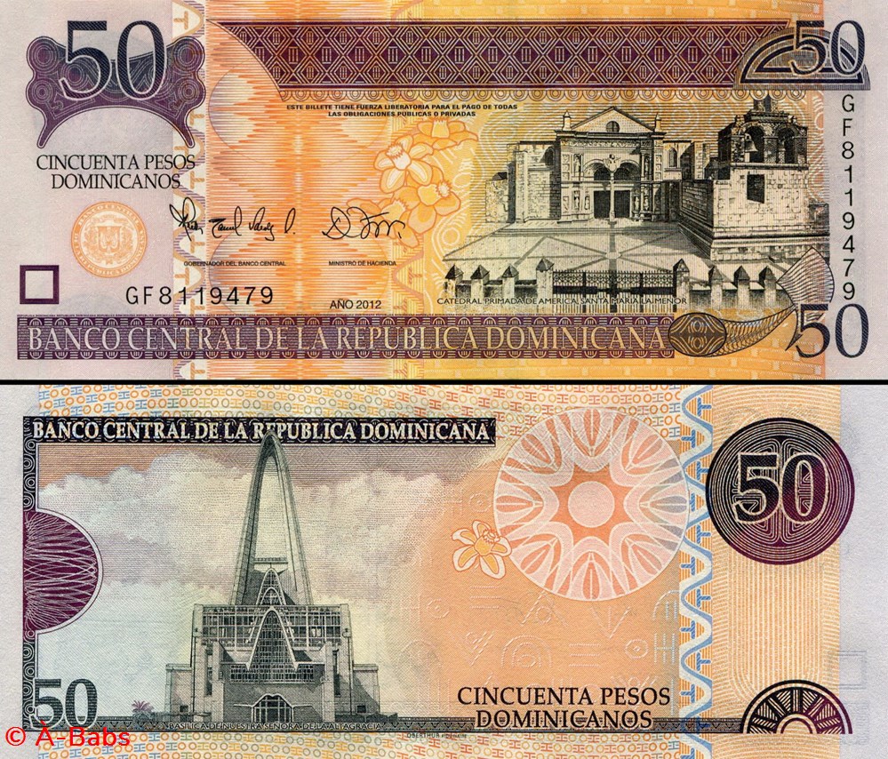 RÉPUBLIQUE DOMINICAINE - PICK 183b - 50 PESOS DE ORO - 2012 billets amerique centrale et caraibes republique dominicaine pick 183b 50 pesos de oro 2012