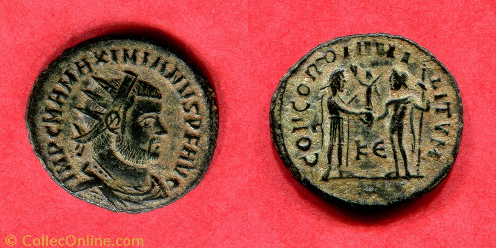MAXIMIEN HERCULE - CONCORDIA MI-LITVM - RIC 016b monnaie antique av jc ap romaine republicaine imperiale maximien hercule concordia mi litvm ric 016b