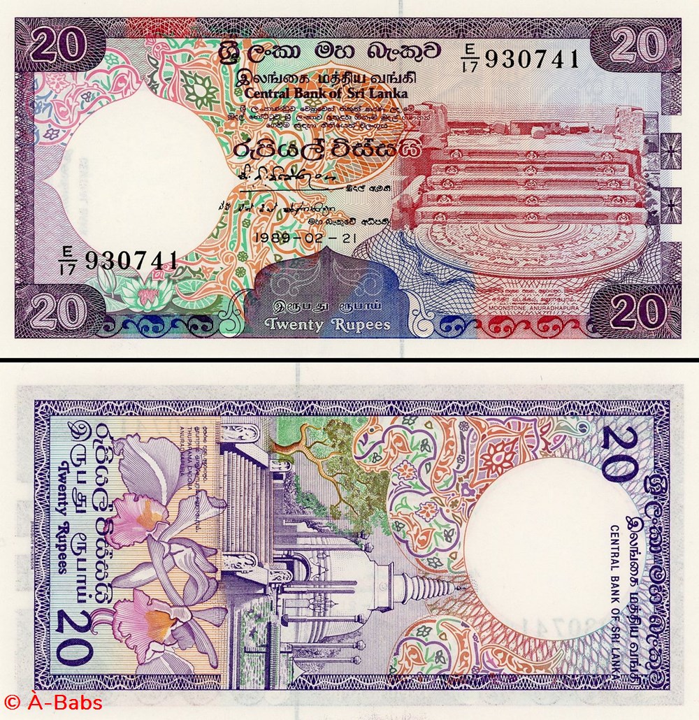 SRI-LANKA - PICK 097 b - 20 ROUPIES - 1989 billets asie sri lanka pick 097 b 20 roupies 1989