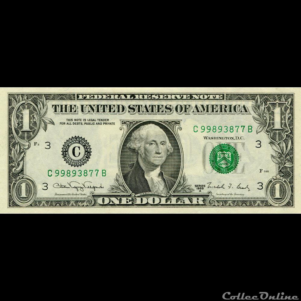 C- 1$ Federal Reserve Notes - Small Size 1988A Series billet amerique du nord etat uni c 1 federal reserve notes small size 1988a series