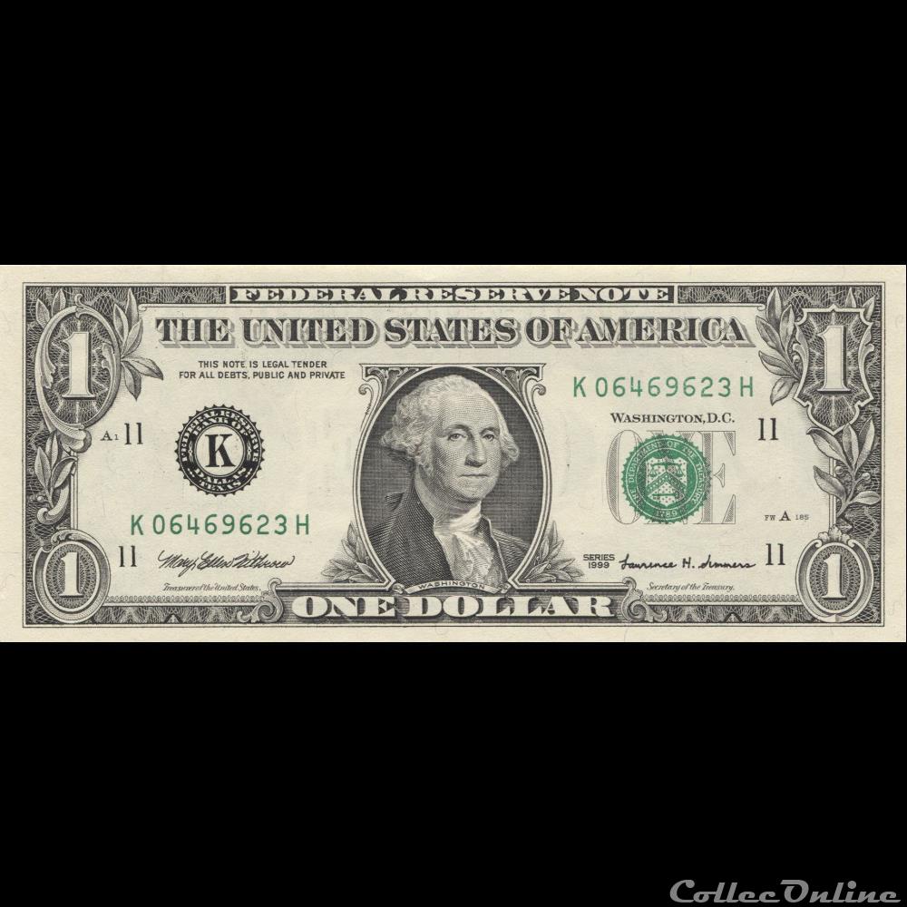 K- 1$ Federal Reserve Notes - Small Size 1999 Series billet etat uni allemagne k 1 federal reserve notes small size 1999 series
