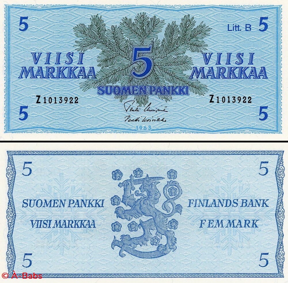billets europe finlande pick 106 aa 73 5 markaa 1963