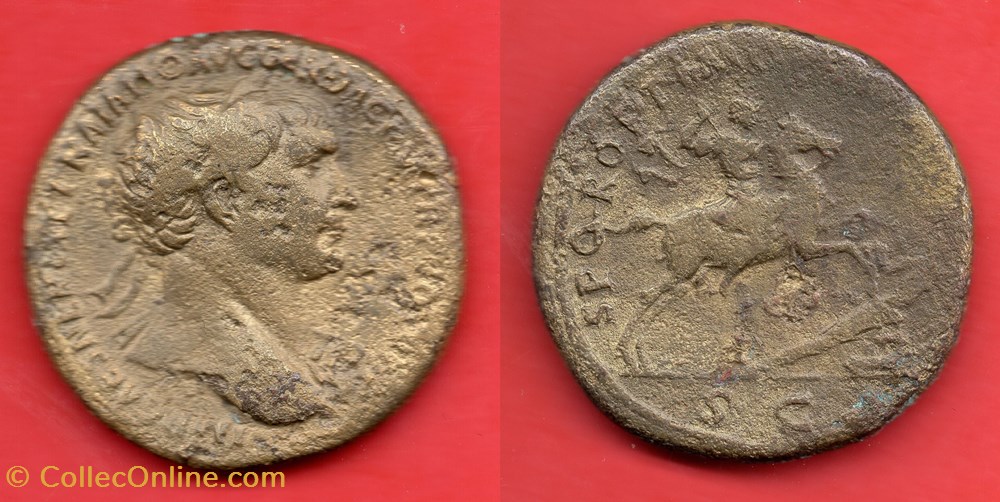 TRAJAN - S P Q R OPTIMO PRINCIPI - RIC 543 var monnaies antiques romaines imperiales et republicaines trajan s p q r optimo principi ric 543 var