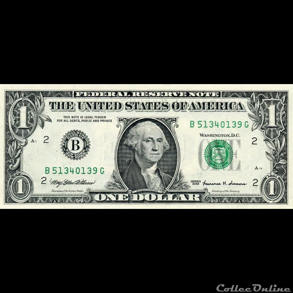 B- 1$ Federal Reserve Notes - Small Size 1999 Series billet amerique du nord etat uni b 1 federal reserve notes small size 1999 series