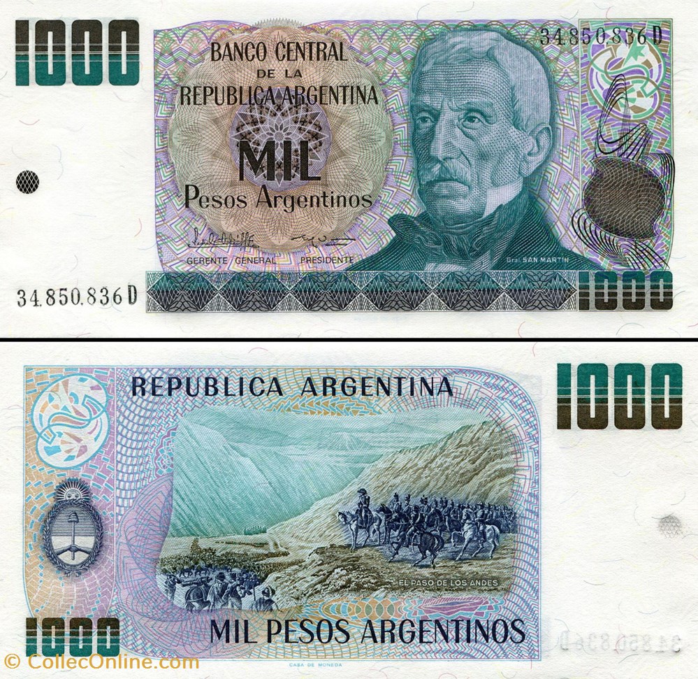 billets amerique du sud argentine pick 317 b 1000 pesos argentinos 1984