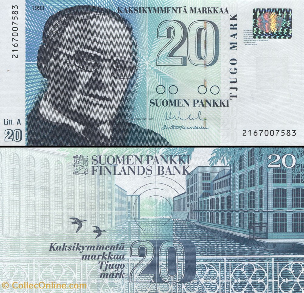 FINLANDE - PICK 122 a 10 - 20 MARKAA - 1993 billets europe finlande pick 122 a 10 20 markaa 1993