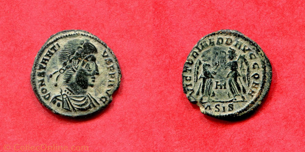 monnaie antique jc ap romaine constance ii victoriae dd avgg ric 191