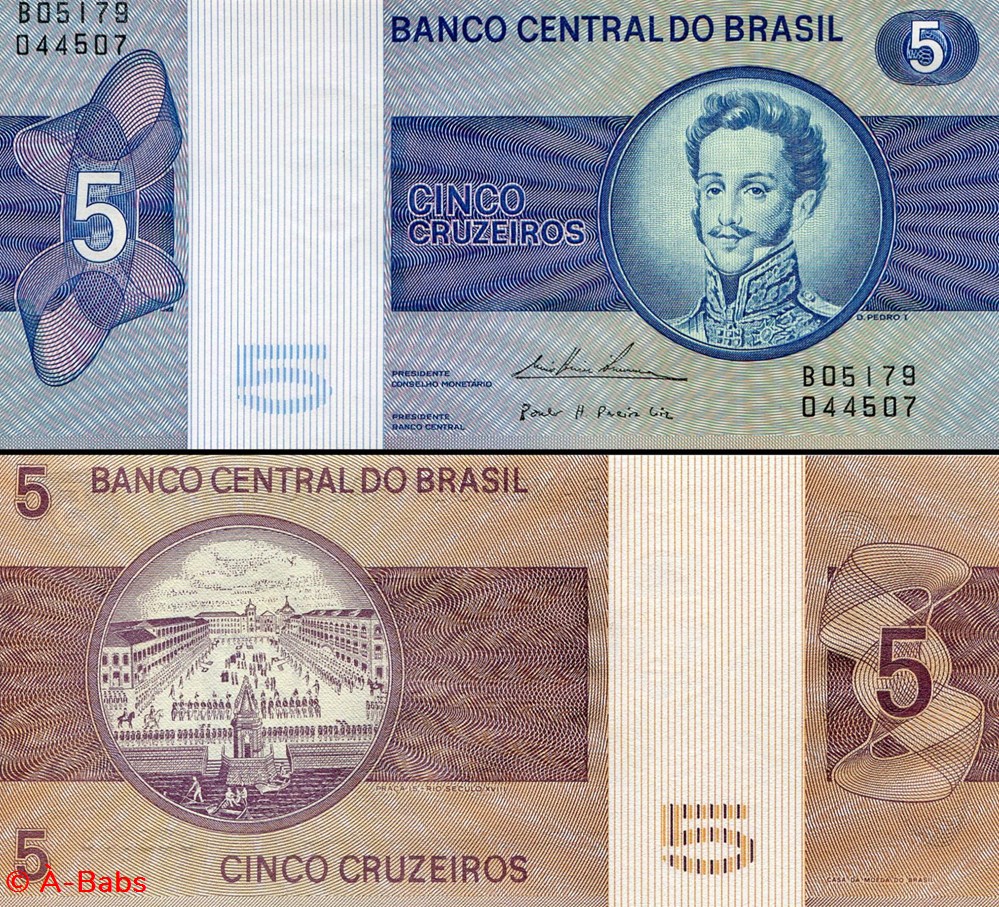 BRÉSIL - PICK 192c - 5 CRUZEIROS (NOVO) - 1974 billets amerique du sud bresil pick 192c 5 cruzeiros novo 1974