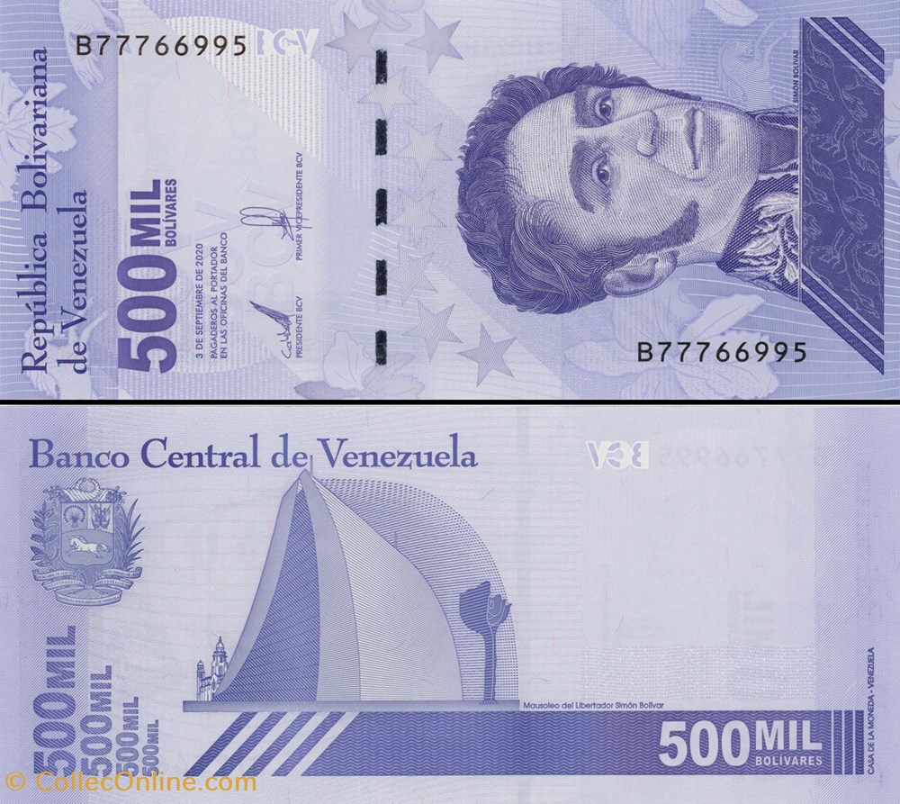 billets amerique du sud venezuela pick 113a 500 000 bolivares 2020