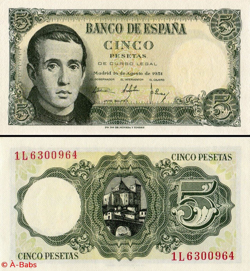 ESPAGNE - PICK 140 a - 5 PESETAS - 1951 billets europe espagne pick 140 a 5 pesetas 1951
