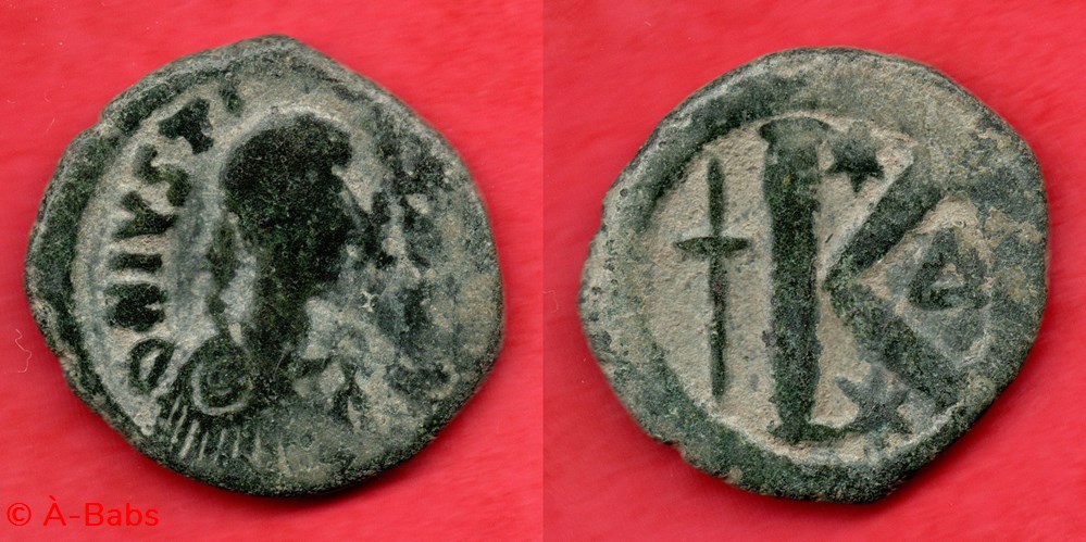 monnaies byzantines empire anastase maurice tibere justinien i demi follis constantinople