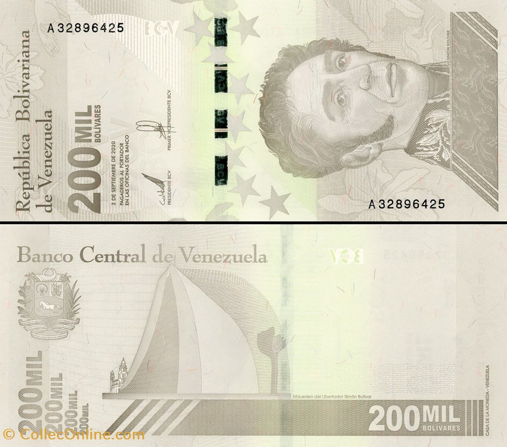 billets amerique du sud venezuela pick 112a 200 000 bolivares 2020
