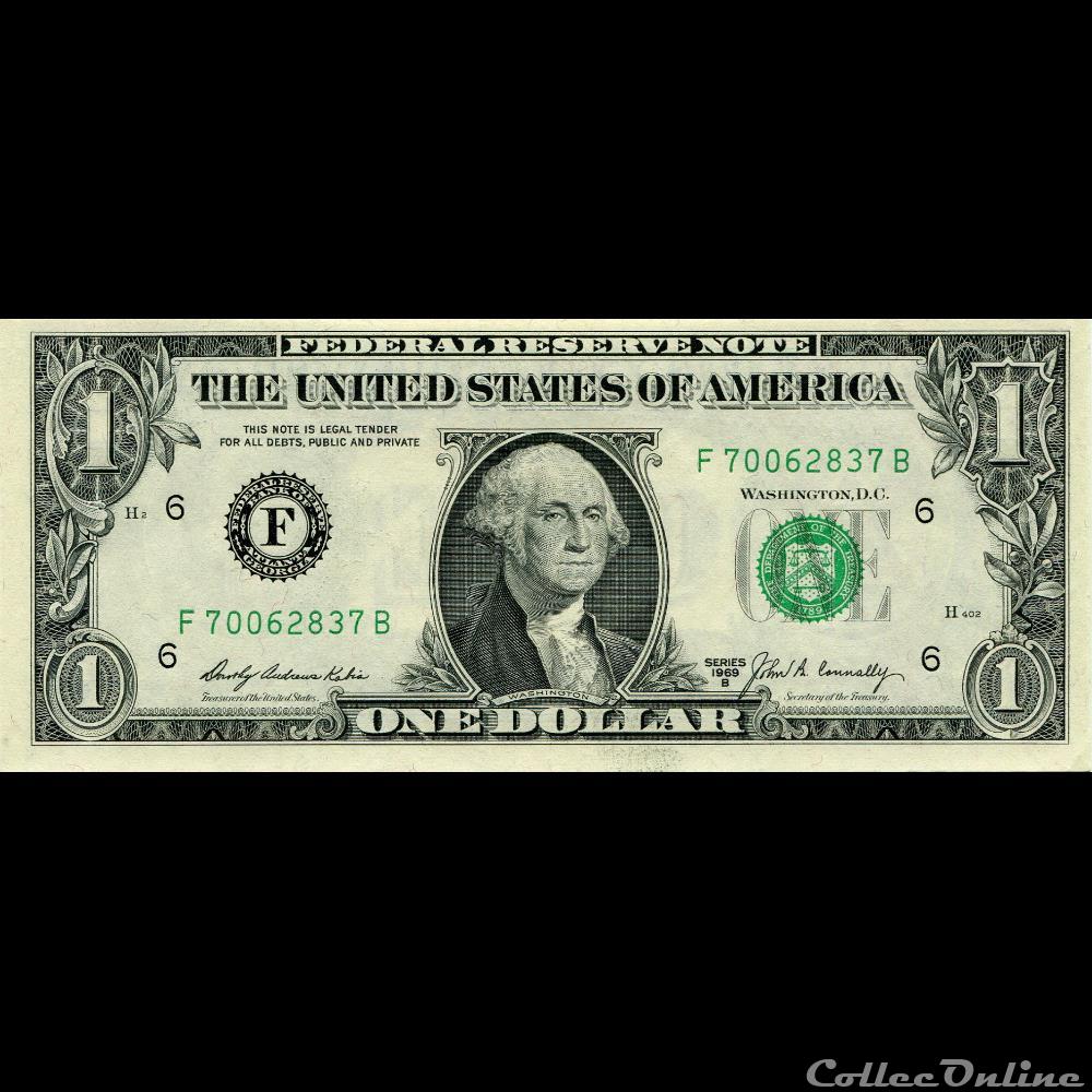 F- 1$ Federal Reserve Notes - Small Size 1969B Series billet amerique du nord etat uni f 1 federal reserve notes small size 1969b series