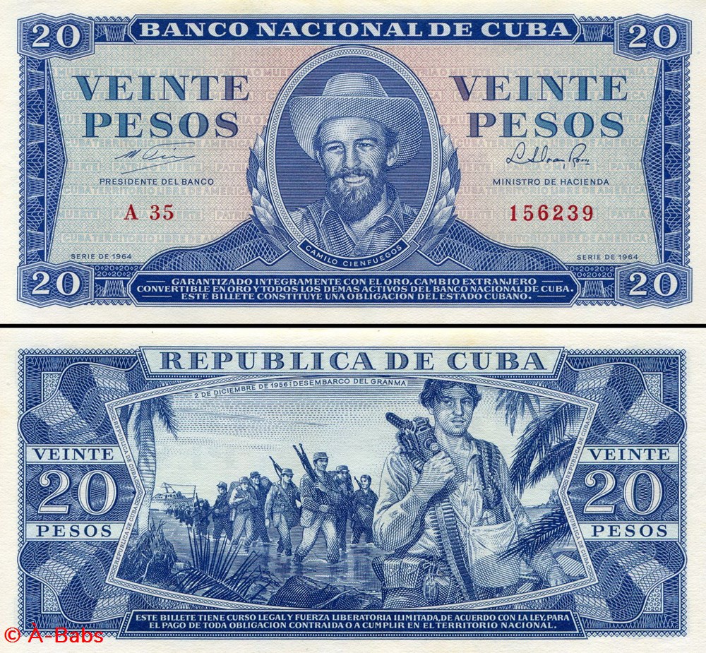 billets amerique centrale et caraibes cuba pick 097b 20 pesos 1964