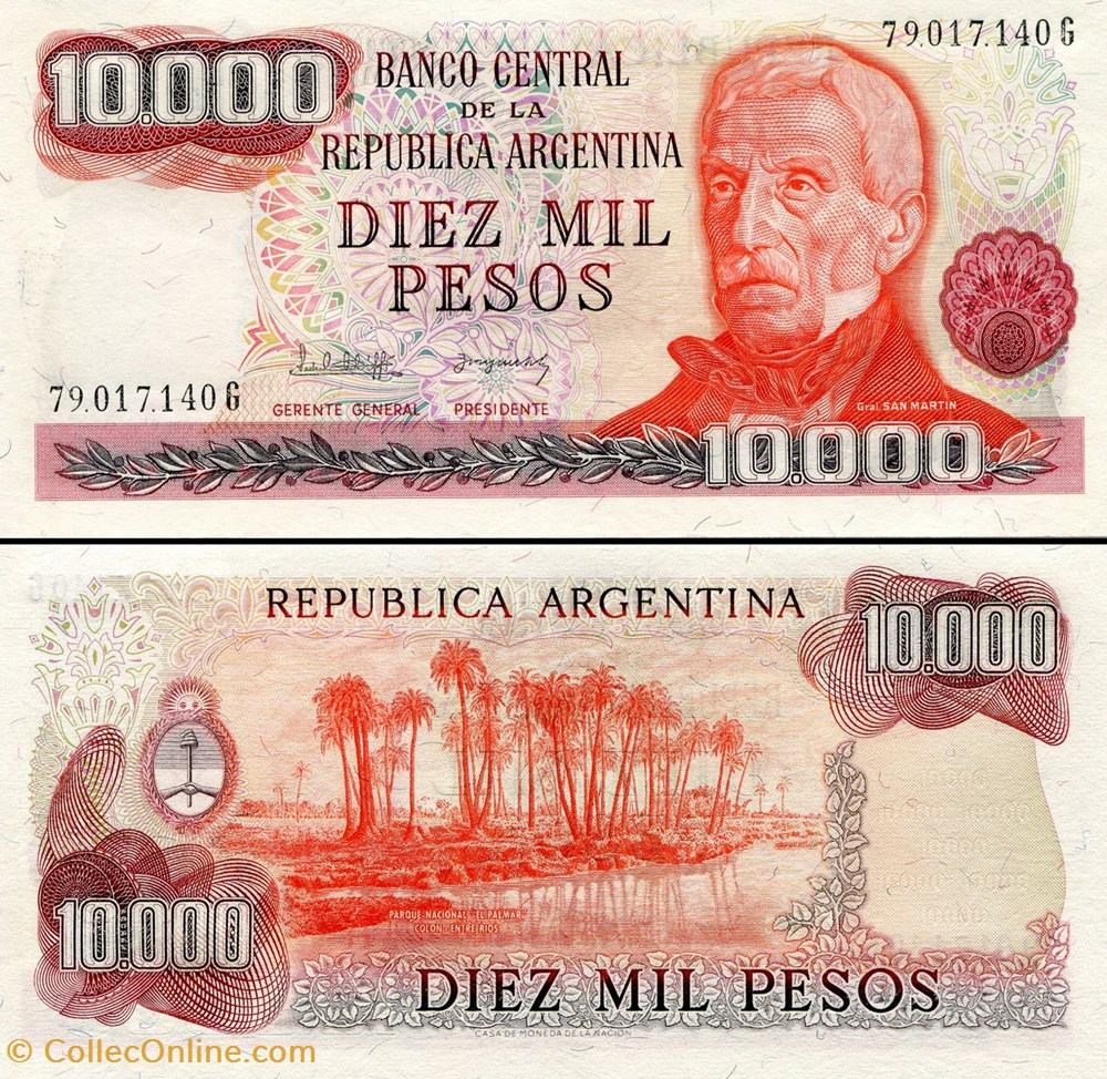 ARGENTINE - PICK 306 b - 10 000 PESOS - 1982 billets amerique du sud argentine pick 306 b 10 000 pesos 1982