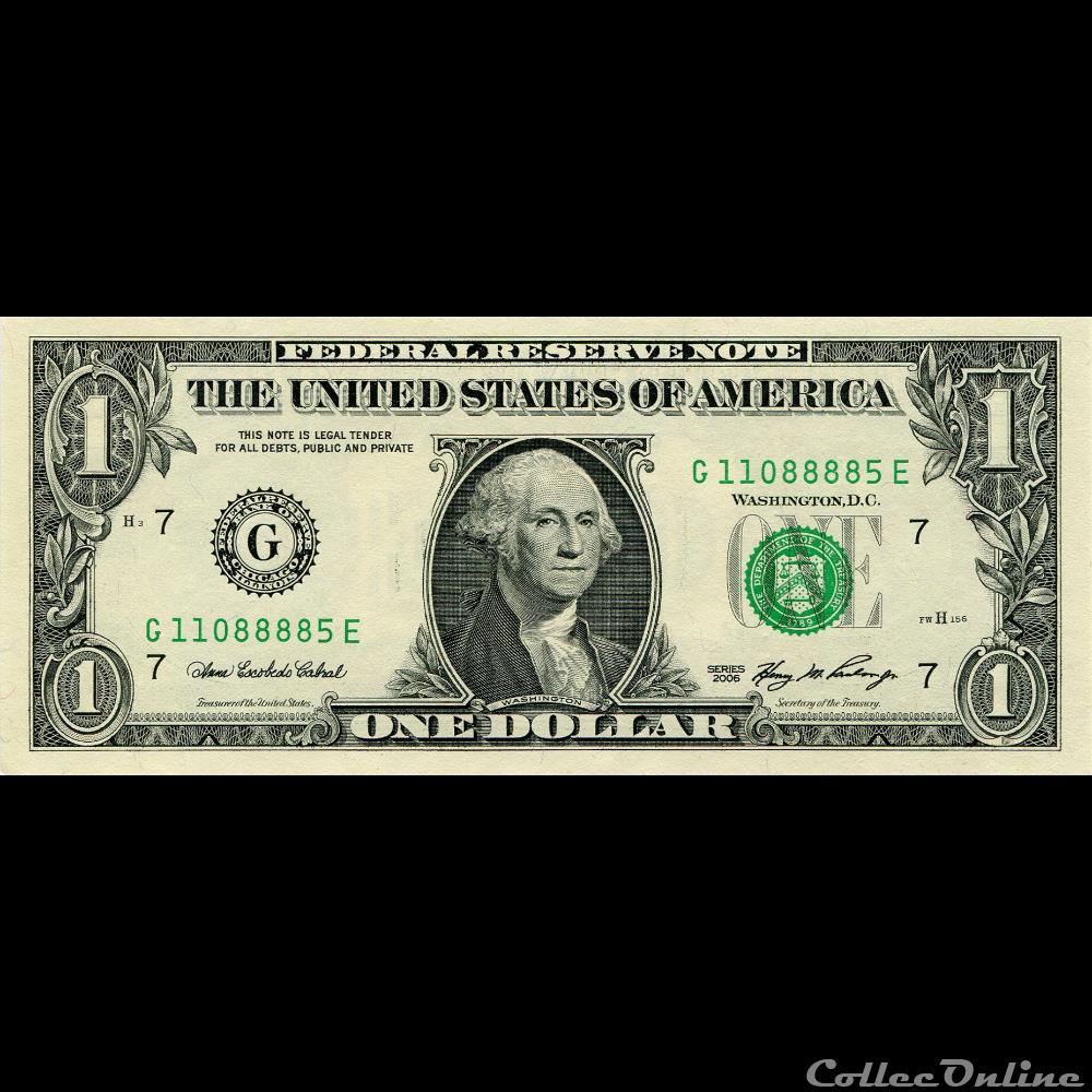 G- 1$ Federal Reserve Notes - Small Size 2006 Series billet amerique du nord etat uni g 1 federal reserve notes small size 2006 series