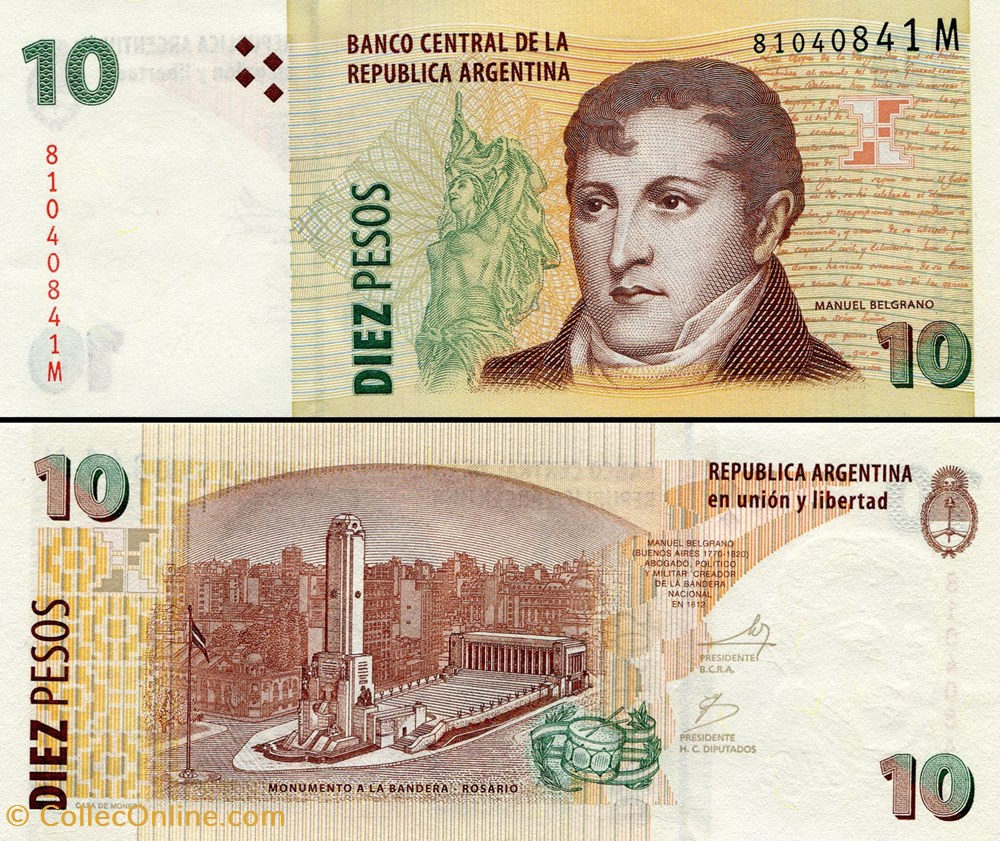 billets amerique du sud argentine pick 354 a 5 10 pesos 2002