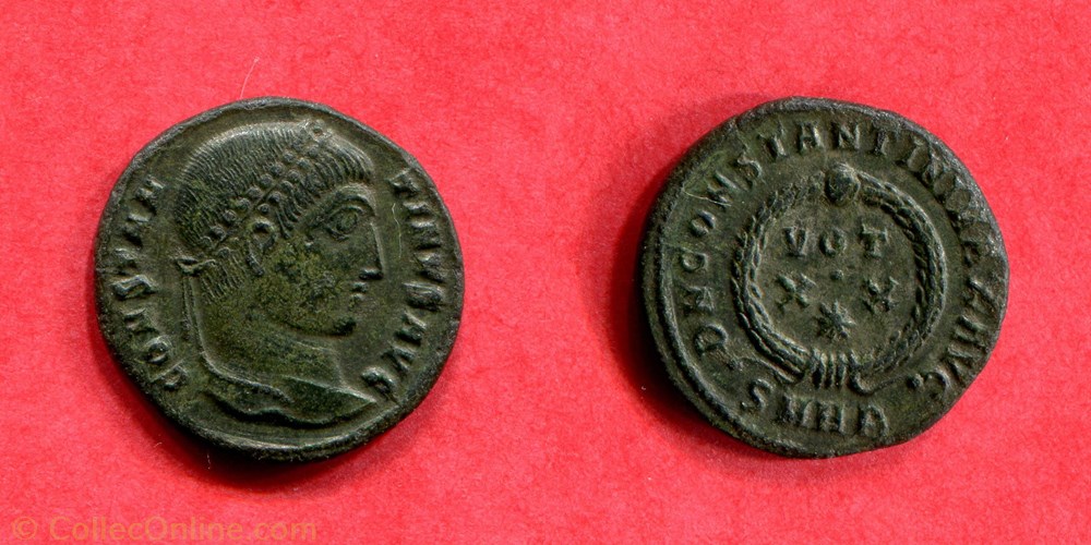 CONSTANTIN 1° - D N CONSTANTINI MAX AVG/ VOT/ XX/ *// SMHB - RIC 60 monnaie antique jc ap romaine constantin 1 d n constantini max avg vot xx smhb ric 60
