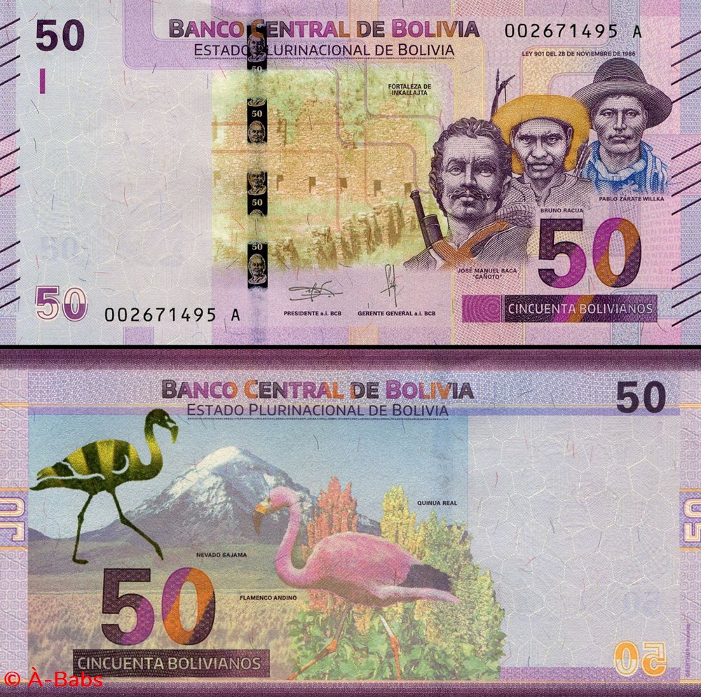 BOLIVIE - PICK 250 a - 50 BOLIVIANOS - 2018 billets amerique du sud bolivie pick 250 a 50 bolivianos 2018