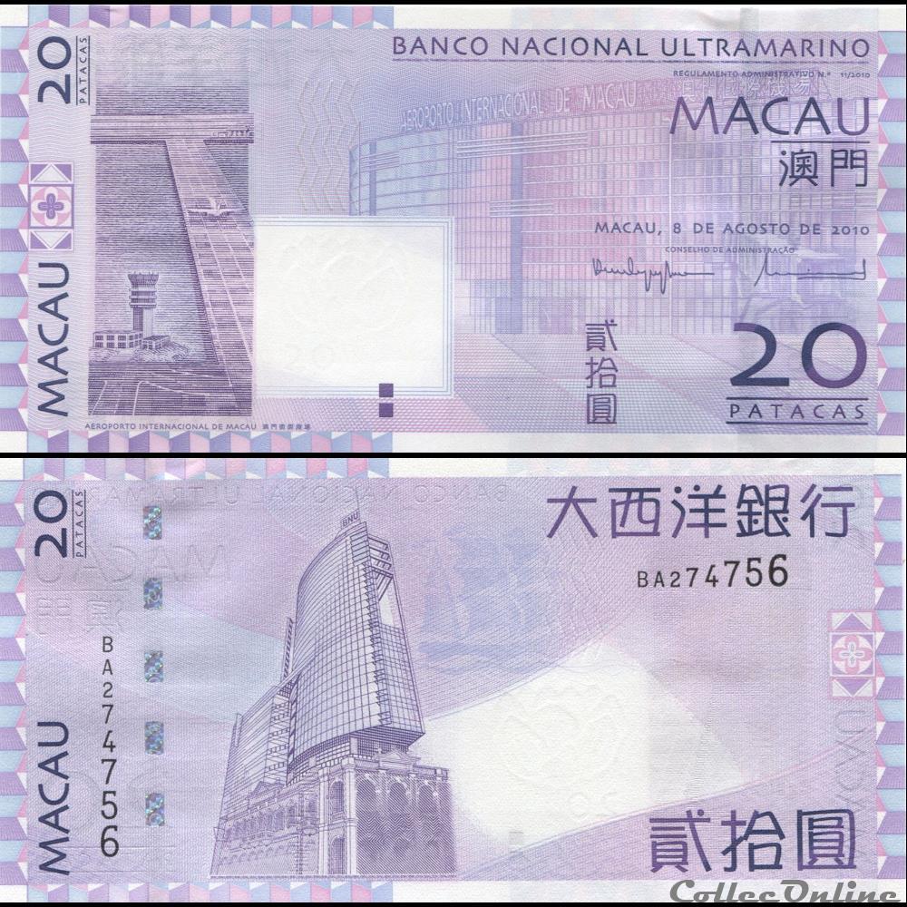MACAO - PICK 81 b - 20 PATACAS - 2010 billet asie macao pick 81 b 20 patacas 2010