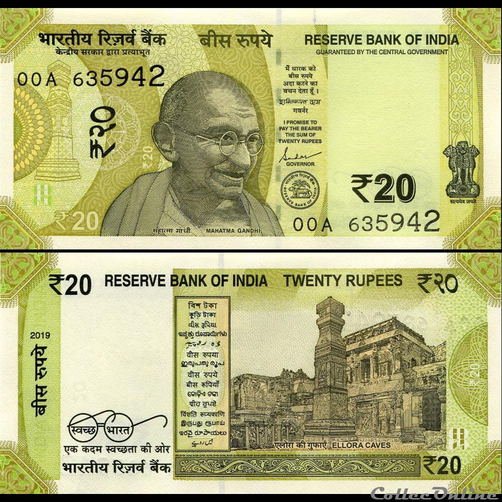 INDE - PICK 110a- 20 ROUPIES - 2019 billet asie inde pick 110a 20 roupies 2019