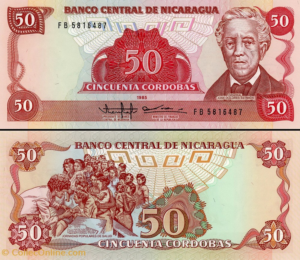billet amerique centrale et caraibe nicaragua pick 153 50 cordobas 1988