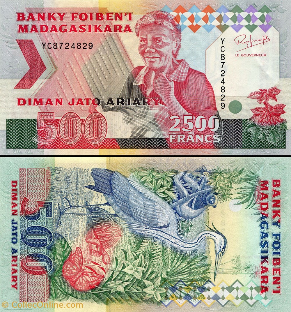 MADAGASCAR - PICK 072Aa - 500 ARIARY - 1993 billets afrique madagascar pick 072aa 500 ariary 1993